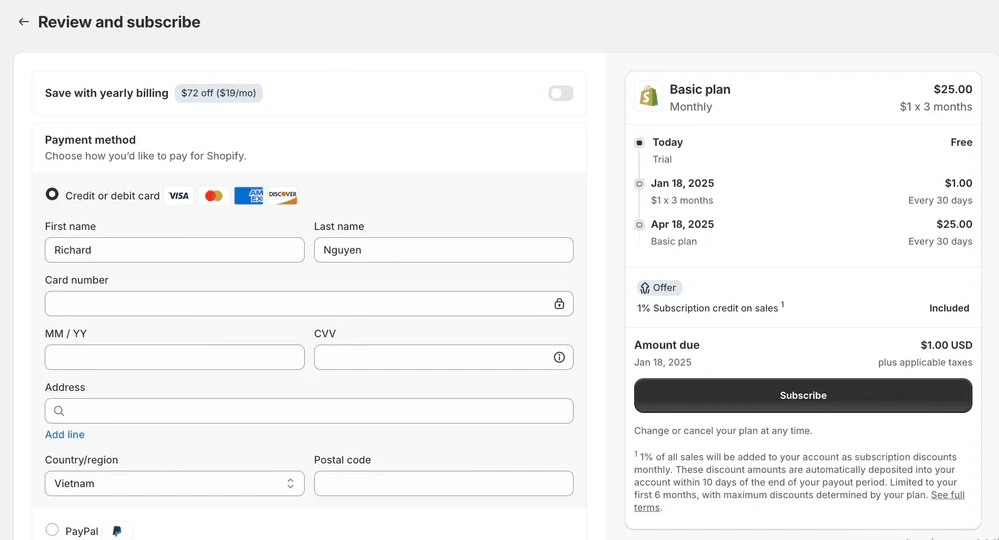 Add Payment Details For Your Shopify Store