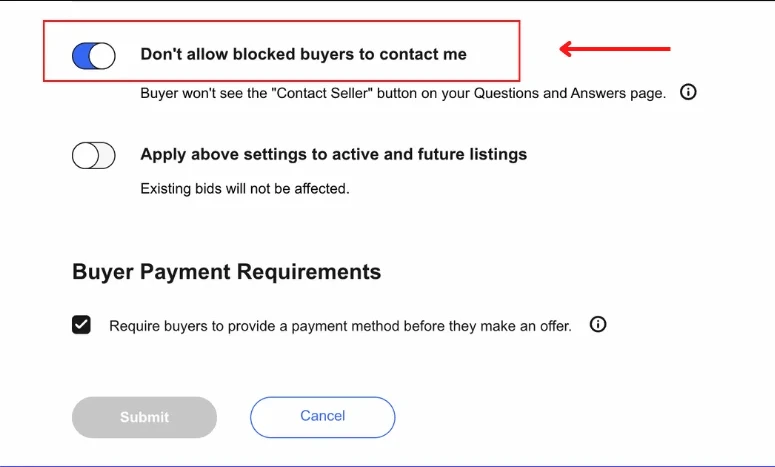 Block messages from blocked buyers on eBay