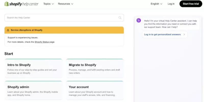 Contact Shopify support Help center