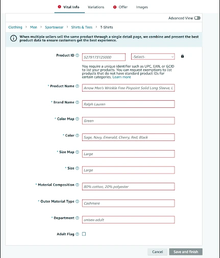 Get Amazon ASIN by adding products manually