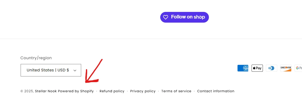 powered by shopify in footer