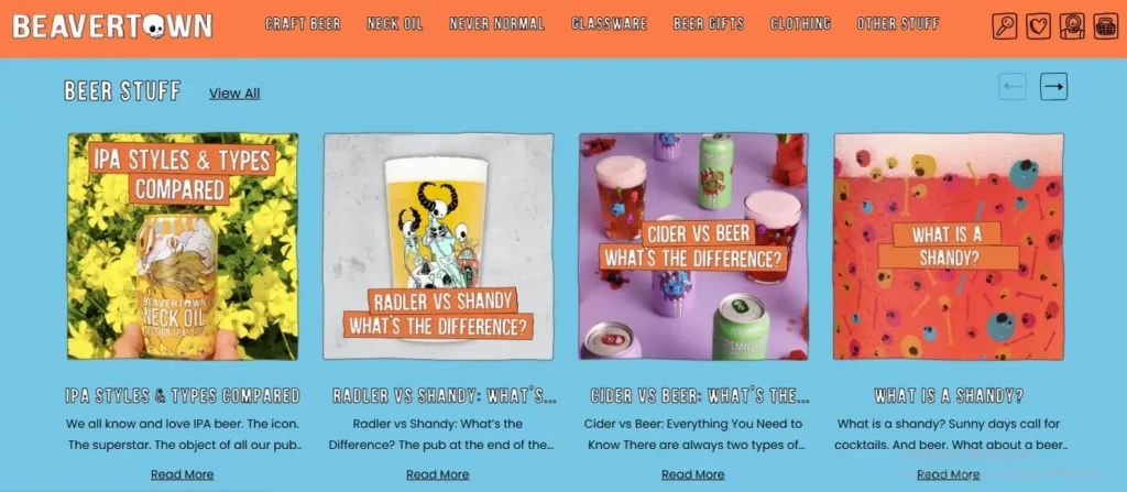 Beavertown Brewery shopify blog example