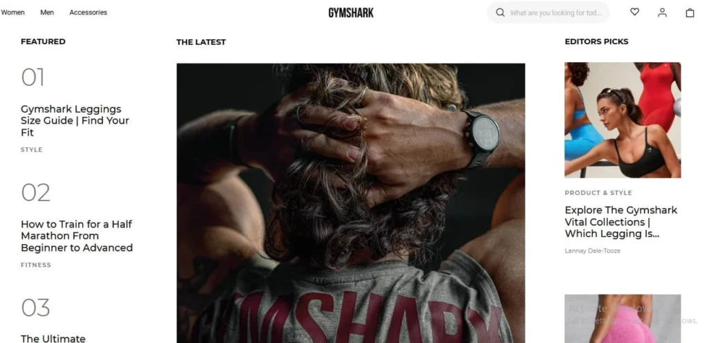 Gymshark shopify blog example