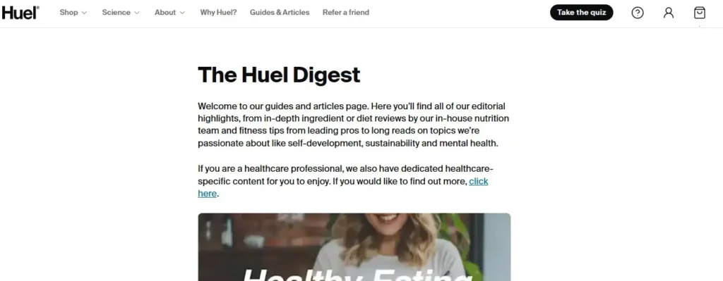 Huel shopify blog example