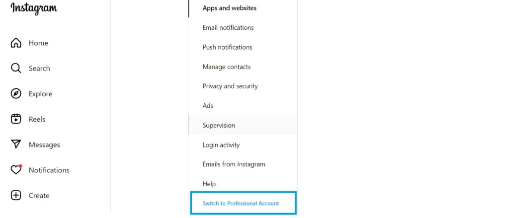 picture showing how to switch to instagram professional account
