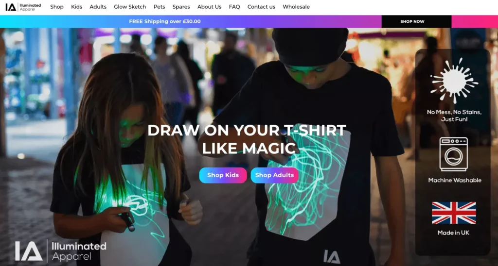 illuminated apparel shopify t shirt store example
