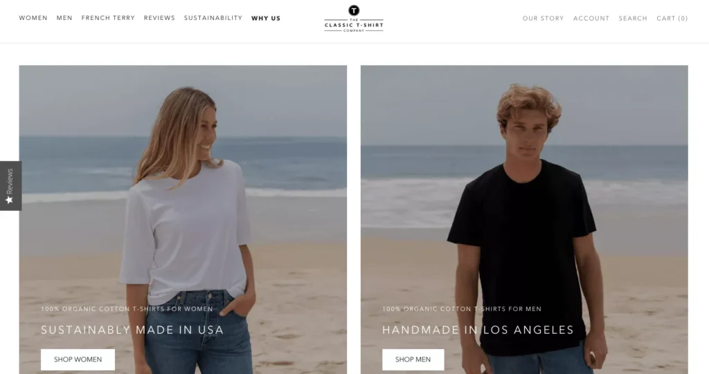 the classic tshirt co shopify t shirt store example