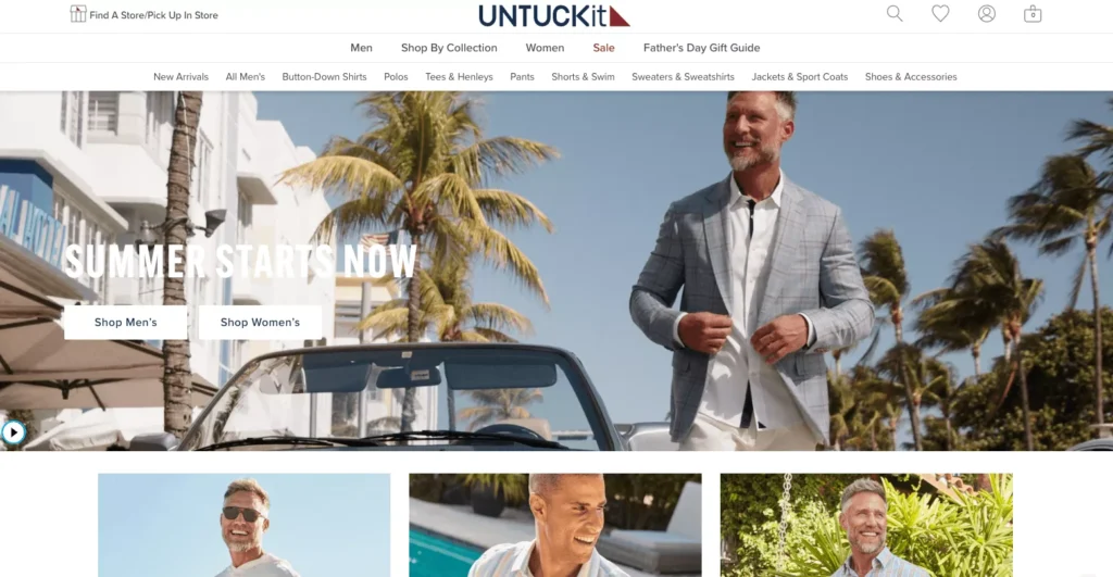 untuckit shopify t shirt store example