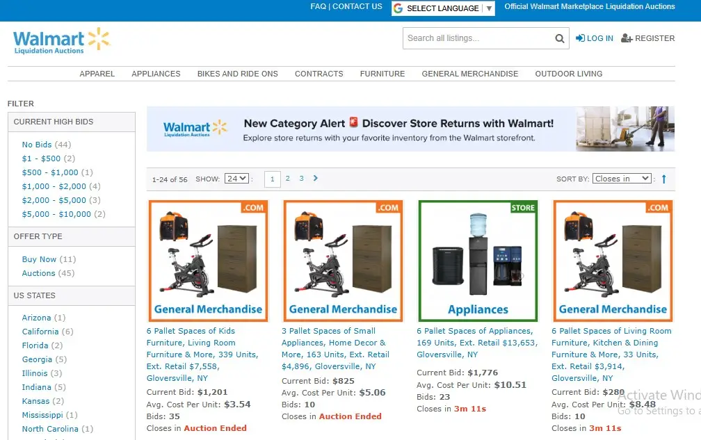 Walmart Liquidation Auctions