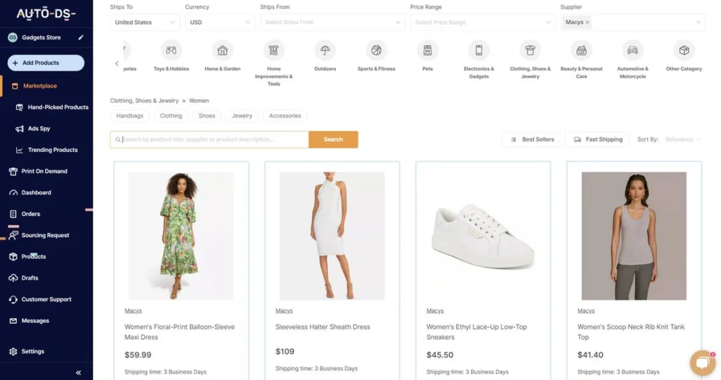autods shopify dropshipping supplier