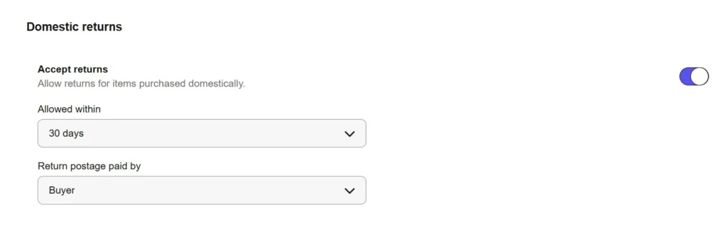 adding Return policy for international and Domestic