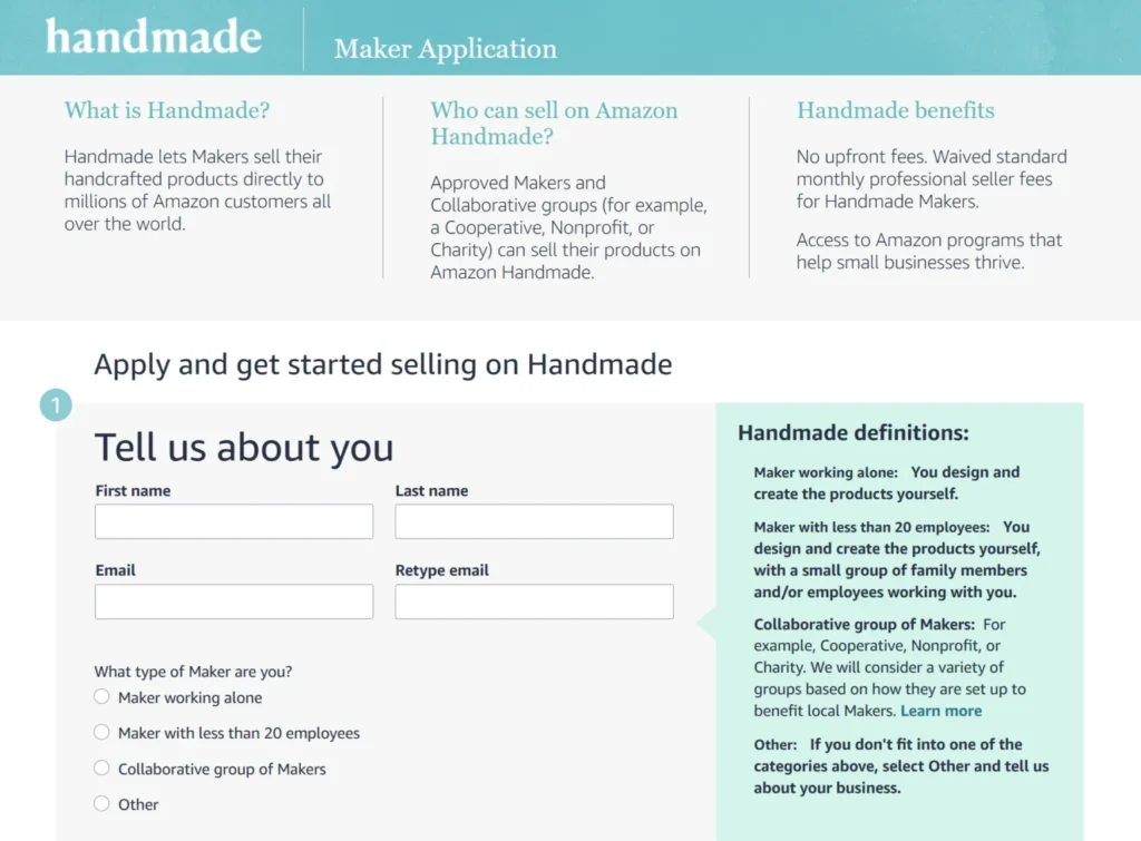 amazon handmade application