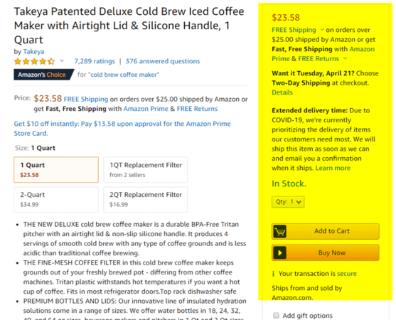 amazon buy box coffee maker