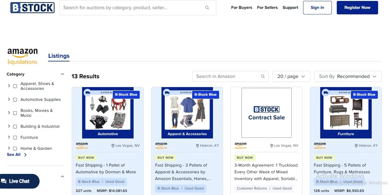 amazon return pallets from b-stock