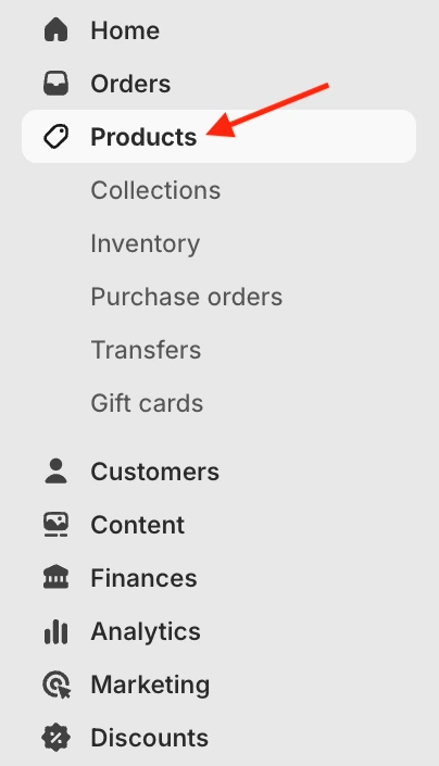 accessing products in shopify dashboard