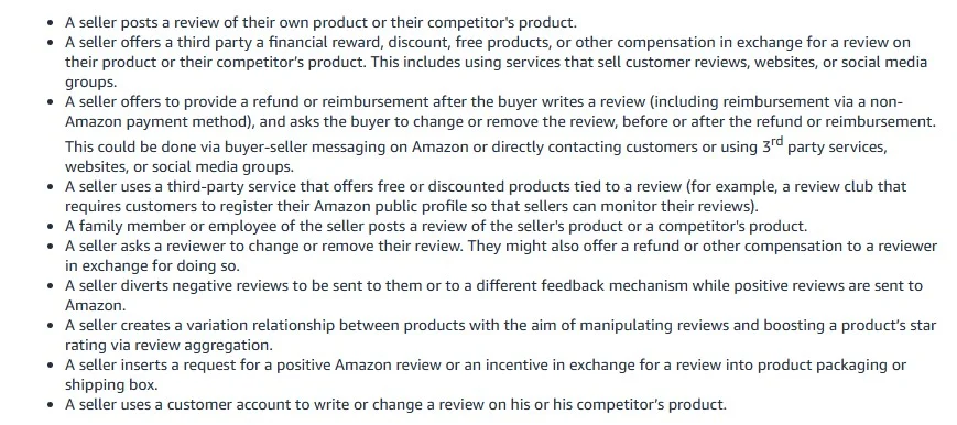 image showing amazon's official review guidelines