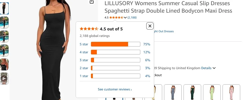 image showing reviews on an amazon store