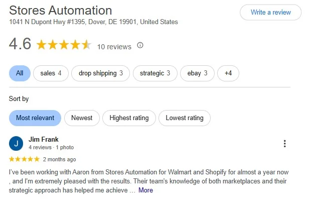 Google Business Review For Stores Automation