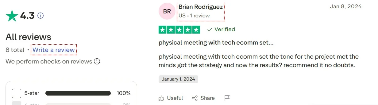 TechEcomm's Review from TrustPilot