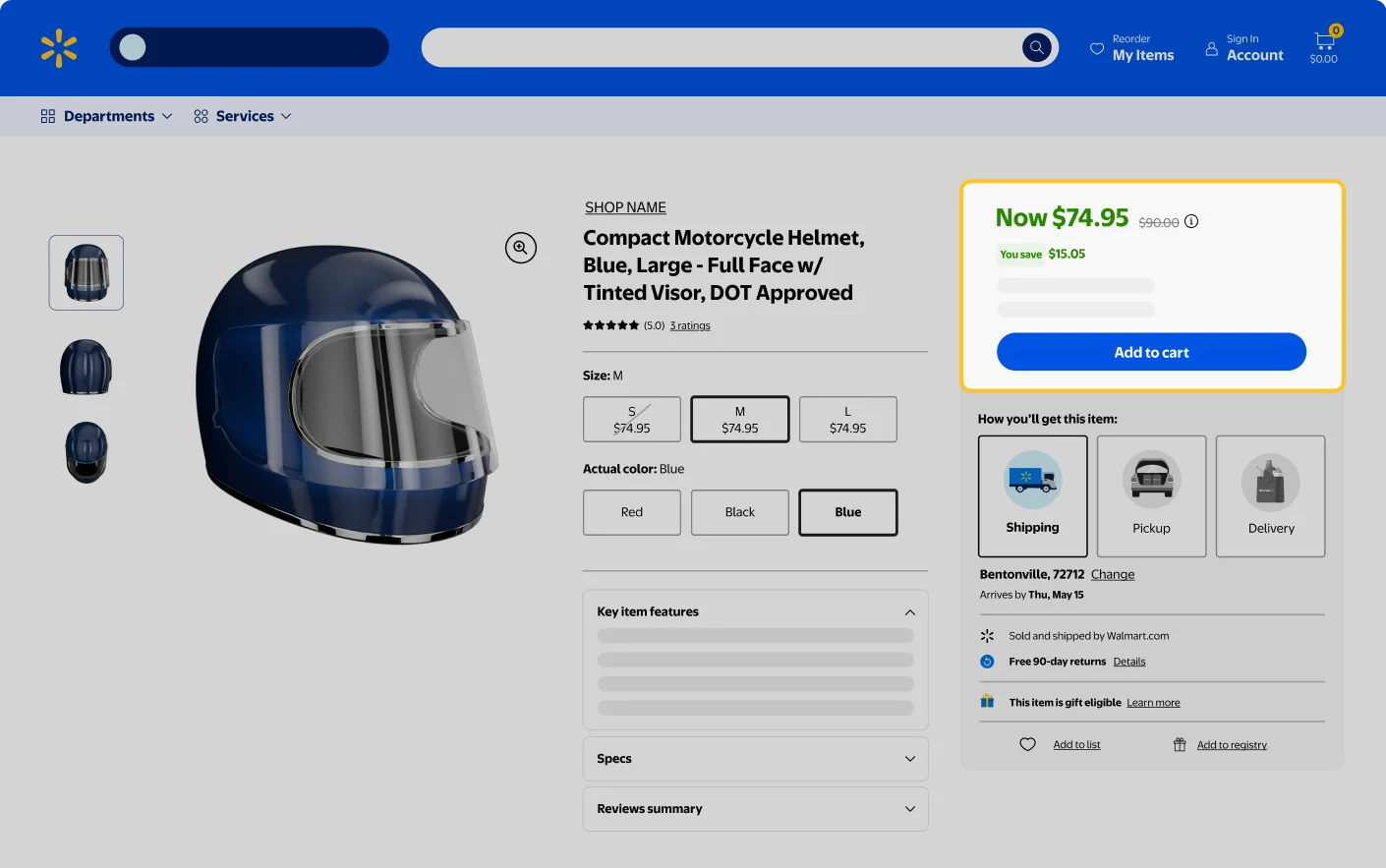 image of buy box from walmart when selling on walmart marketplace